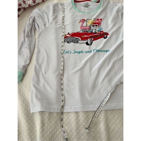 Pajamarama light blue flamingo pajama set “let’s jingle and flamingo” size L - Picture 13 of 13